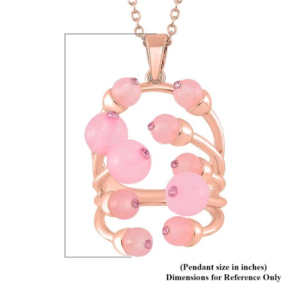 Galilea Rose Quartz, Pink Austrian Crystal 20" Necklace in Rosetone - Picture 3 of 3